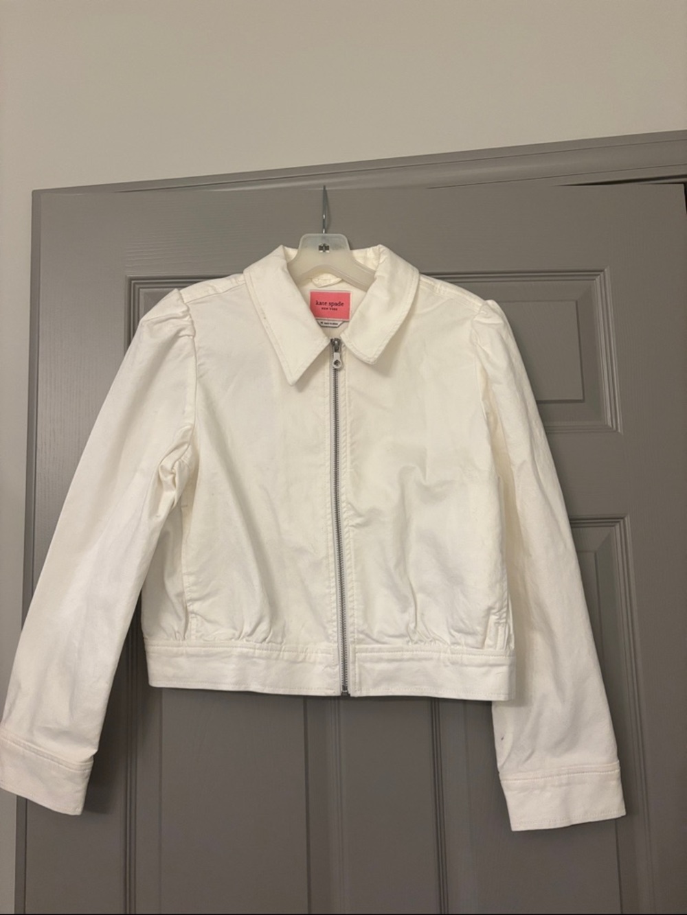 kate spade white zip-front jacket with collar